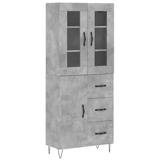 vidaXL Vidaxl - Aparador Alto Madera Contrachapada Gris Hormig&oacute;n 69,5x34x180 Cm