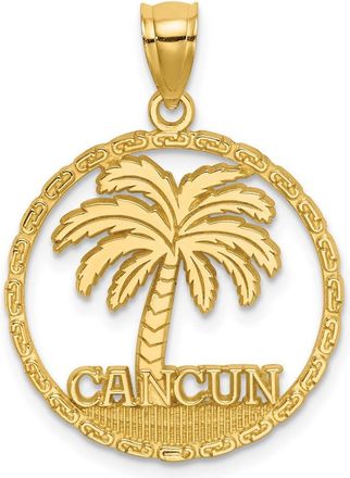 Diamond2Deal 14k Yellow Gold CANCUN Palm Tree Circle Charm