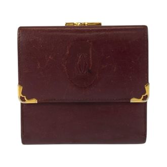 Cartier Wine Red Leather Wallet (Bi-Fold) (Pre-Owned)