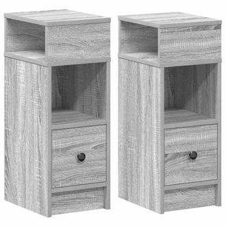 vidaXL Vidaxl Comodini 2 Pz Con Cassetto Grigio Sonoma 25x31x66 Cm