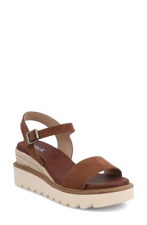 Mia Ophida Ankle Strap Platform Wedge Sandal in Cognac Brown at Nordstrom, Size 6.5