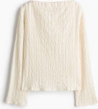 H&M Shirt mit U-Boot-Ausschnitt - Cremefarben