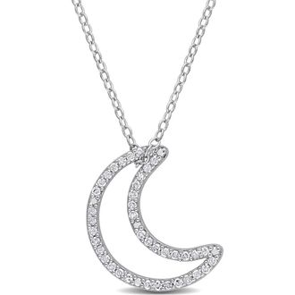 Delmar Sterling Silver Diamond Moon Pendant Necklace - 0.20 ctw at Nordstrom Rack
