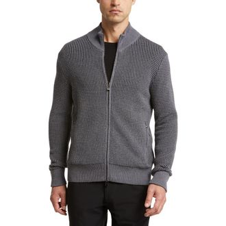 BOSS Mabeo Cotton & Wool Zip Cardigan in Medium Grey at Nordstrom Rack