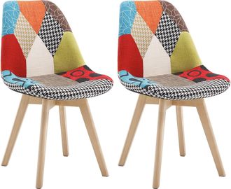 Woltu Woltu Coppia Sedie Cucina Sedia Imbottita Moderna Con Schienale Pu Gambe Legno Patchwork 2 (lino)