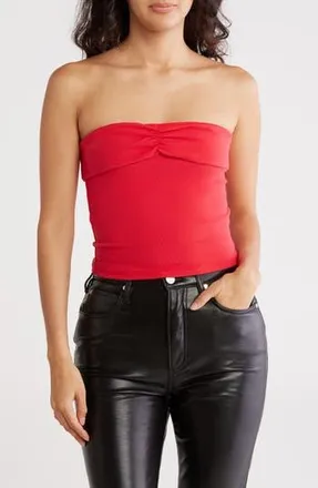 Madden Girl Foldover Ruched Crop Tube Top in True Red at Nordstrom Rack, Size X-Large