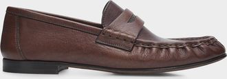 Brunello Cucinelli Cinched Leather Penny Loafers