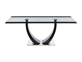VENTE-UNIQUE.COM Mesa de comedor cristal transparente, negro