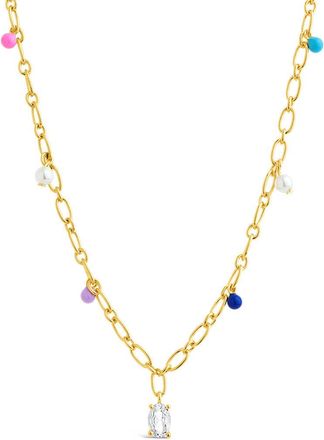 Sterling Forever Ula CZ & Enamel Charm Necklace