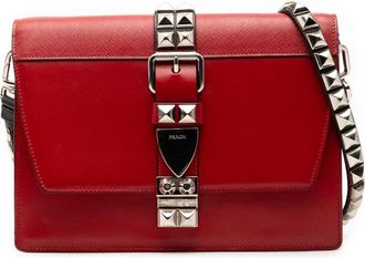 Prada Borsa a tracolla Elektra in pelle di vitello e pelle Saffiano 2010-2025 - Rosso