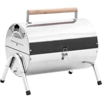 vidaXL Vidaxl - Barbacoa De Carb&oacute;n De Sobremesa Acero Inoxidable Doble Parrilla