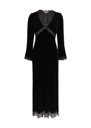 Rixo Rixo Alessi Lace-trim Velvet Midi Dress - Black - 18 (UK18 / Xxl)