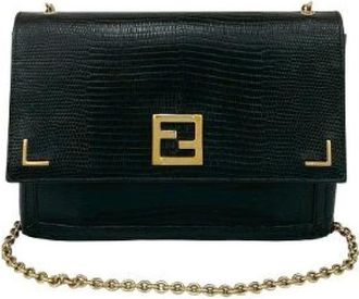 Fendi Pre-owned Cross Body Bags, female, Black, Size: ONE SIZE Pre-owned Leather Cross Body Bag