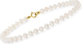 RS Pure by Ross-Simons 4-4.5mm Cultured Pearl Bracelet With 14kt Yellow Gold