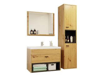 Usinestreet Usinestreet - Conjunto De Mueble De Ba&ntilde;o Baltesi 100, Roble Artisan + Negro