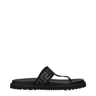 Versace Herens Slippers zwart/zilveren stof