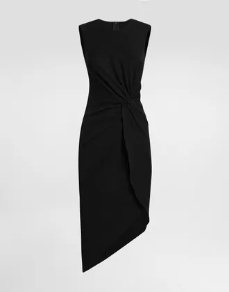 Dolce & Gabbana Calf-length Dress In Jersey Milano Rib With Draping - Woman Dresses Black Viscose 38