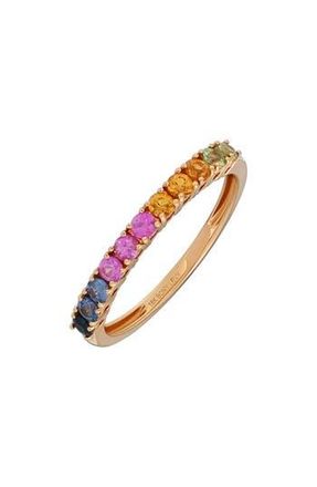 Bony Levy 18K Gold Mixed Sapphire Stacking Ring in 18K Rose Gold at Nordstrom Rack, Size 6.5