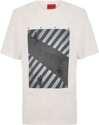HUGO BOSS Hugo Mannen Road Katoen Logo T-Shirt (Wit)