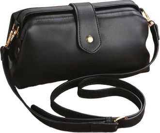 Generic Premium Leather Retro Handmade Doctor Bag Langrents Retro Crossbody Bag Langrents Handbags Langrents Purse (Black)