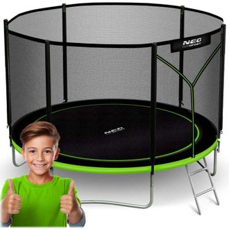 OEM Cama El&aacute;stica De Jard&iacute;n De 312 Cm Con Red Exterior Y Escalera Neo-sport
