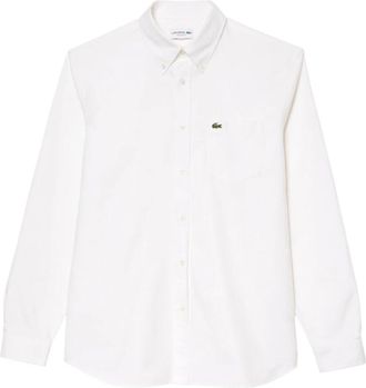 Lacoste Oxford Shirt Regular Fit - Heren - Casual Overhemden - Wit - S - Katoen - Overhemden