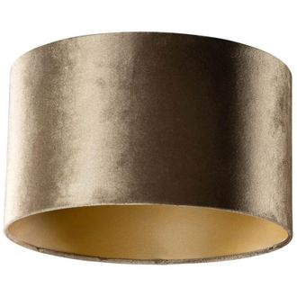 QAZQA Classico Cotone Paralume in velluto bronzo con interno oro 35/35/20, Tondo Adatto per lampada a sospensione e da terra - Qazqa