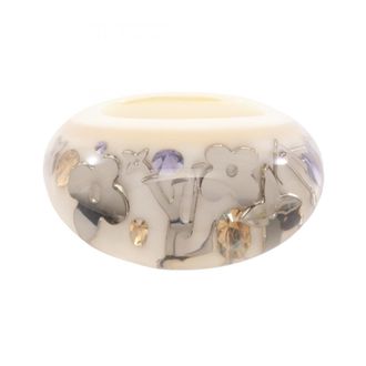Louis Vuitton Silver Ivory Multi-Color Resin Rhinestone Stainless Steel Band Ring (Pre-Owned)