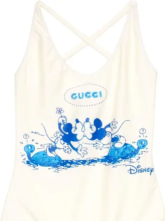 Gucci Womens X Disney Logo One Piece Swimsuit White Clothing > Beachwear