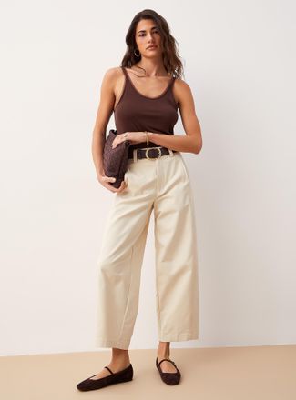Icone Womens Belted stretch barrel pant