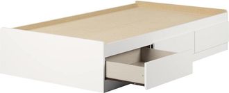 South Shore Furniture Munich Mates Bed with 3 Drawers, Pure White