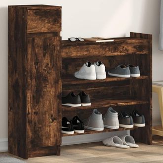 vidaXL Vidaxl - Zapatero Madera De Ingenier&iacute;a Roble Ahumado 100,5x28x100 Cm
