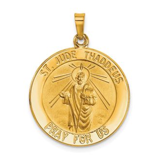 Diamond2Deal 14k Yellow Gold Saint Jude Medal Hollow Pendant