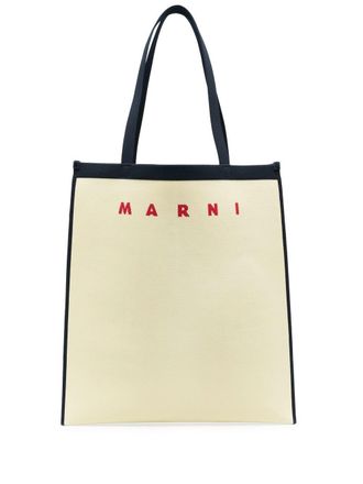 Marni logo embroidery tote bag - men - Polyester - One Size - Blue