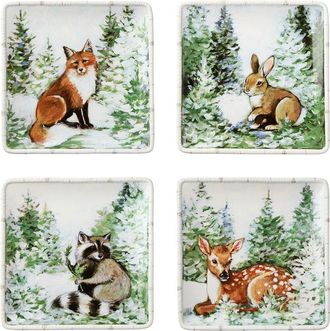 Certified International Winter Cabin Set Of 4 Dessert Plates