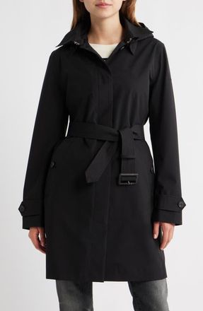 Save The Duck Jackie Water Resistant Raincoat with Removable Hood in Black at Nordstrom, Size 4