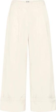 Ichi IHGazto Wijde Broek - Dames - Wijde Broeken - Beige - L - Katoen - Broeken