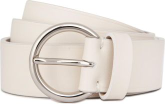 Vince Flat Ring Leather Belt in Milk at Nordstrom, Size Large