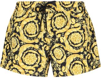 Versace Gold Baroque Print Swim Shorts