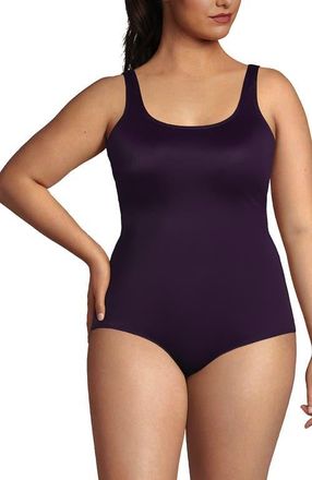 Lands End Tugless Low Leg One Piece Swimsuit in Blackberry at Nordstrom, Size 18W