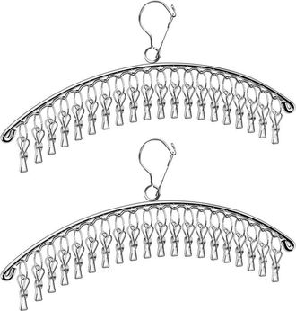 OEM Juego De 2 Secadores De Calcetines De Acero Inoxidable - 40 Pinzas - Resistentes Al Viento - Para Calcetines, Ropa Interior, Toallas Y Zapatos