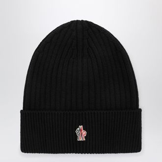 Moncler Berretto nero in lana a coste