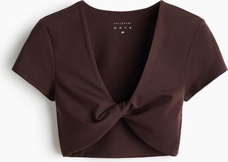 H&M Sportshirt mit Twistdetail und SoftMove - Warmes Braun