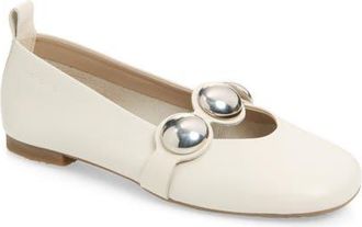 Wonders Stud Embellished Ballet Flat in Sauvage Off White at Nordstrom, Size 9.5-10Us