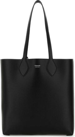 Ferragamo Black Leather Allover Shopping Bag