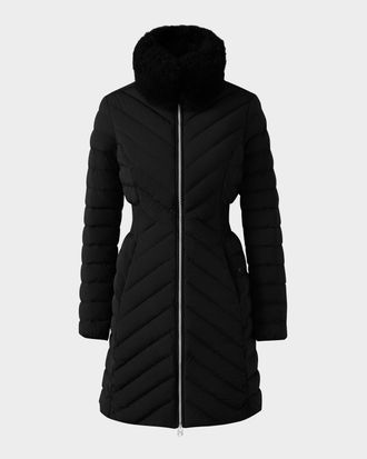 Mackage Lyris Quilted Down Coat with Detachable Shearling Trim