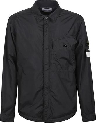 Stone Island Crinkle Reps R-Ny Overshirt - Heren - Zomerjassen - Zwart - S - Polyester - Jassen