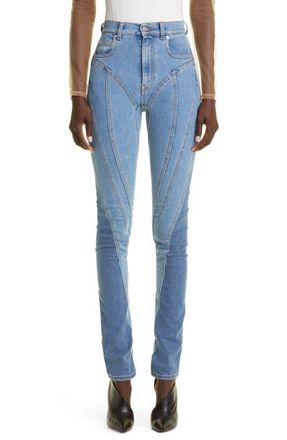 MUGLER Spiral Seam Skinny Jeans in 2903 Light Medium Blue at Nordstrom, Size 8 Us