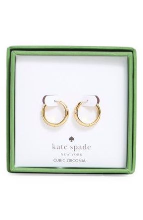 Kate Spade New York huggie hoop earrings in Clear /Gold at Nordstrom Rack