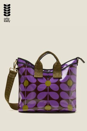 Orla Kiely Womens Purple Retro Stem Print Carry Grab Tote Bag With Detachable Strap - One Size